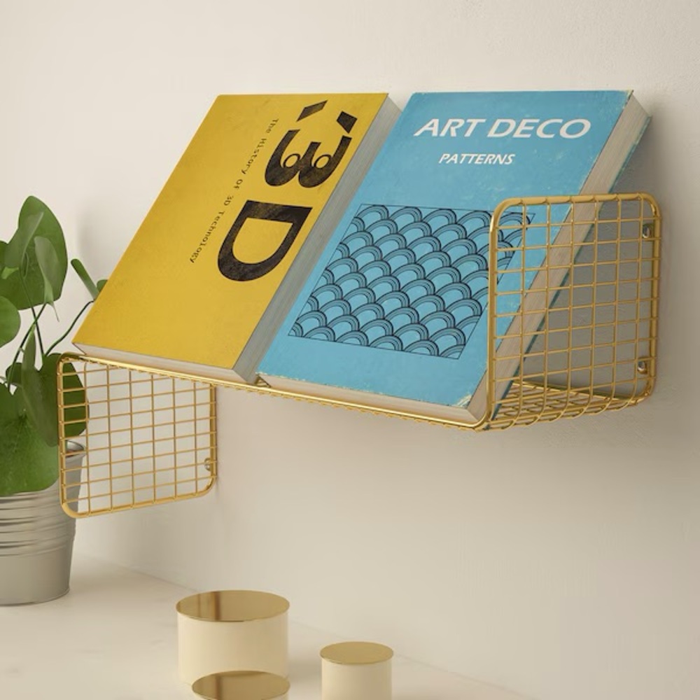 IKEA SVENSHULT Wall Metal Shelf, 60x20 cm, Gold, 1 Wall Shelf Shelving Organizer